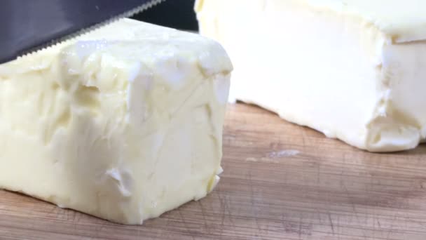 Slicing Stick Butter Closeup — Stock Video