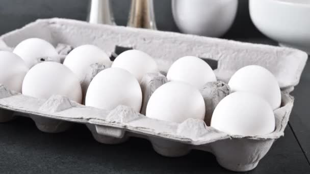 Fresh Eggs Disappearing Carton Stop Motion — Stock Video