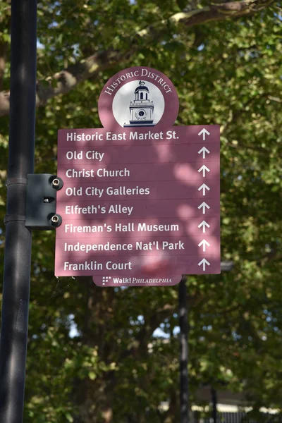Landmark Sign in Cidade Velha de Filadélfia — Fotografia de Stock