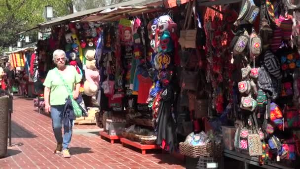 Cabines Artisanales Sur Olvera Street Quartier Considéré Comme Berceau Los — Video