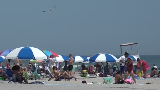 Cidade Atlântica Junho 2019 Turistas Que Apreciam Praia Atlantic City — Vídeo de Stock