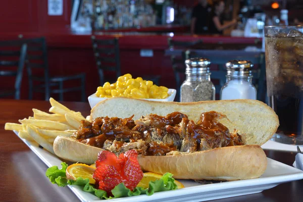 BBQ pulled pork sandwich — Stock Photo, Image