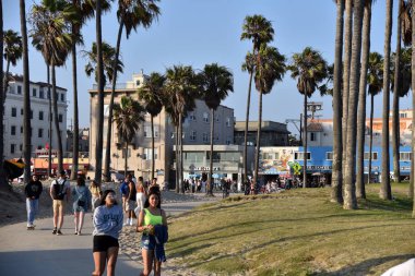 Venedik California bir plaj yolunda Turistler