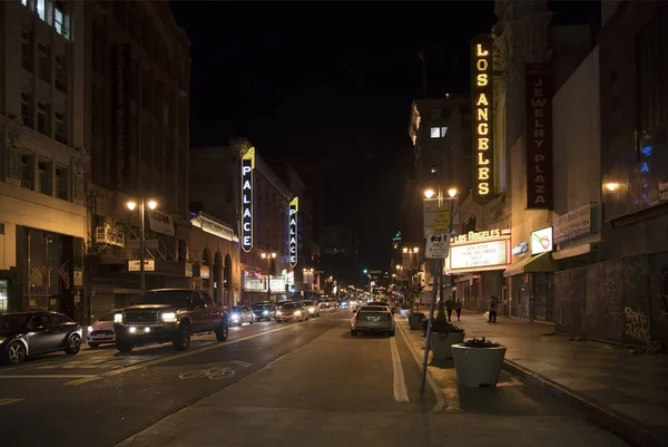 Los Angeles Broadway Theatre District at Night — Stock Photo, Image