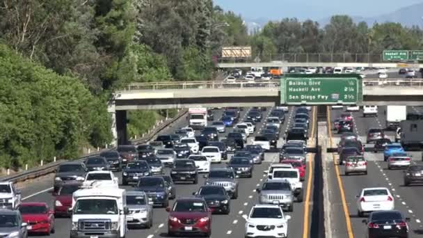 Traffico Intenso Nelle Ore Punta Autostrada Los Angeles — Video Stock