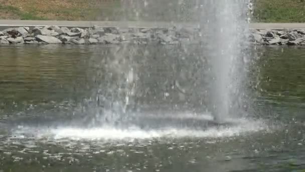 Gros Plan Une Fontaine Dans Lac Parc Urbain — Video