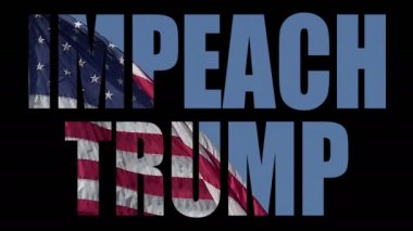 Trump'ı heceleme harflerinin içinde dalga olan bir Amerikan bayrağı