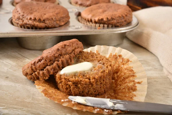 Fresh baked pumpkin muffin — Stock Photo, Image