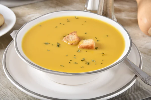 Homemade butternut squash soup — Stock Photo, Image