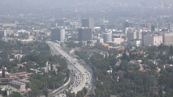 Αεροφωτογραφία Του Αυτοκινητόδρομου Hollywood Στο Λος Άντζελες — Αρχείο Βίντεο