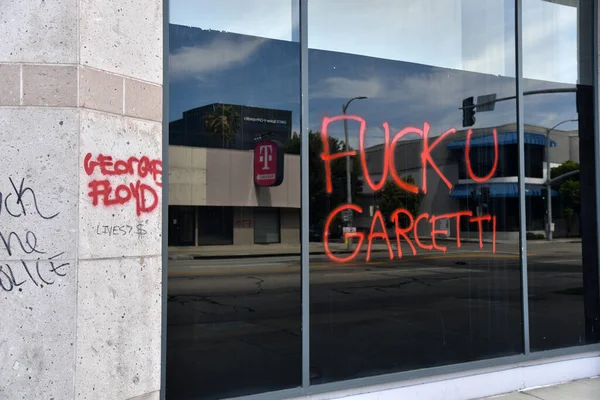 Los Angeles Eua Maio 2020 Graffiti Black Lives Matter Protesto — Fotografia de Stock