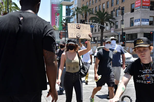 Hollywood Usa Czerwca 2020 Black Lives Matter Protestujący Zbierają Się — Zdjęcie stockowe