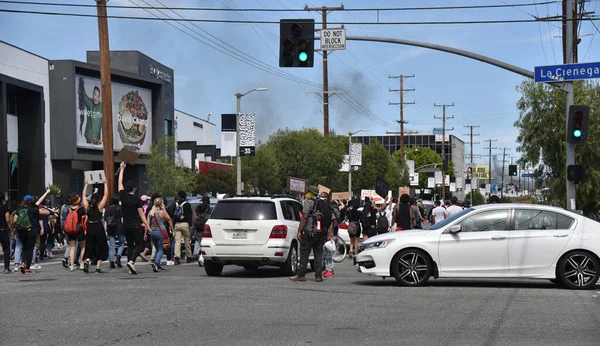 Los Angeles Usa 2020 Május Black Lives Matter Tüntetők Blokkolják — Stock Fotó