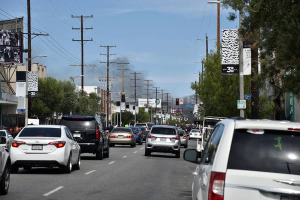 Beverly Hills Usa May 2020 Traffic Third Street Stopped Due — Stock Photo, Image