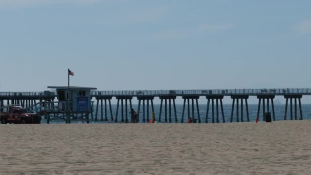 Hermosa Beach Usa April 2020 Als Hermosa Beach Begint Heropenen — Stockvideo