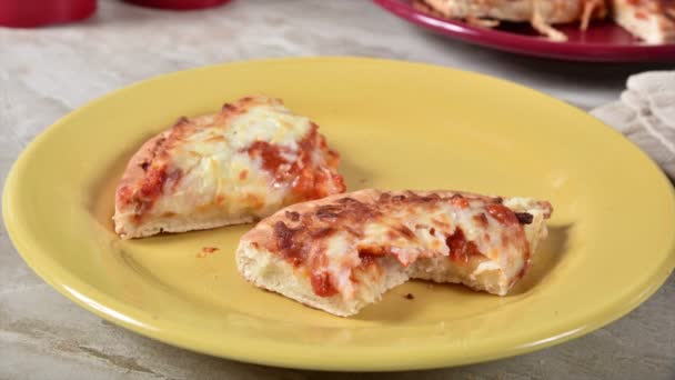 Cheese Pizza Being Eaten Stop Motion Animation — 图库视频影像