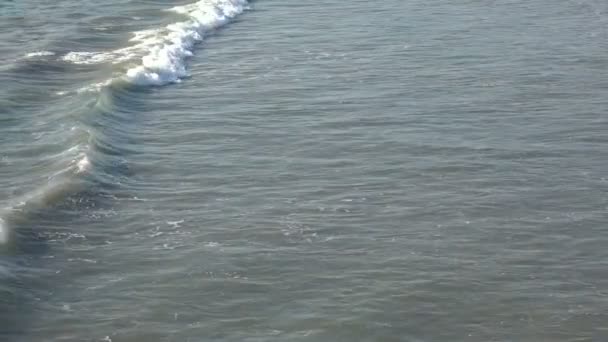 Aerial View Wave Breaking Shoreline Slow Motion — Stockvideo