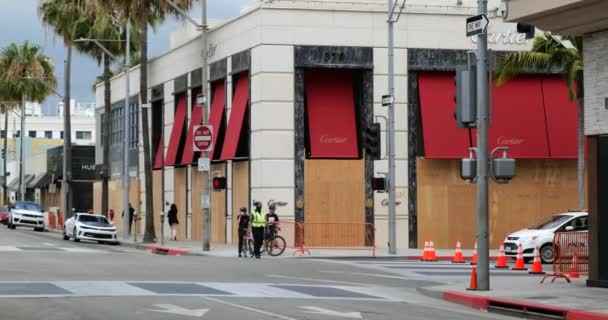 Beverly Hills Usa June 2020 Cartier Store Boarded Rodeo Drive — стокове відео