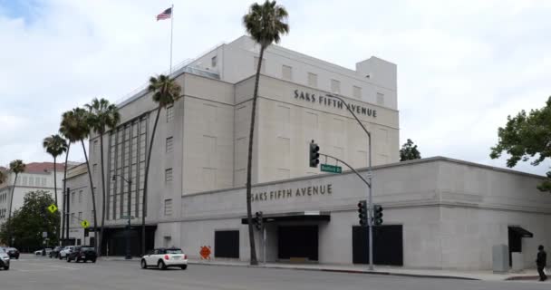 Beverly Hills Usa June 2020 Saks Store Beverly Hills Boarded — Αρχείο Βίντεο