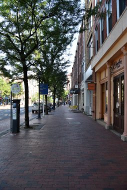 Philadelphia, PA - June 26, 2019: Charming quaint street in Old Towne Philadelphia, known as Americas most historic square mile