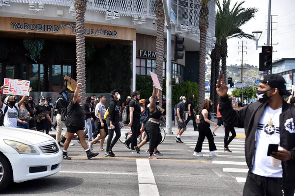 로스앤젤레스 Usa 2020 Black Lives Matter Protesters March Third Street — 스톡 사진