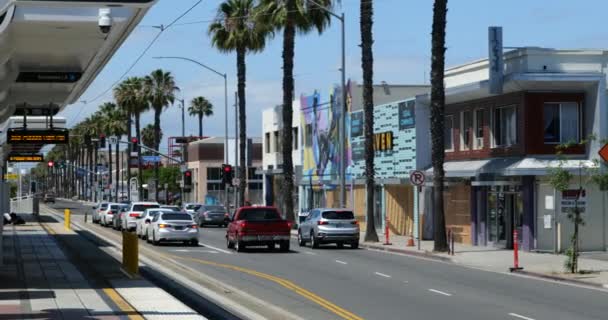 Long Beach Usa Juni 2020 Butiker Längs Long Beach Boulevard — Stockvideo