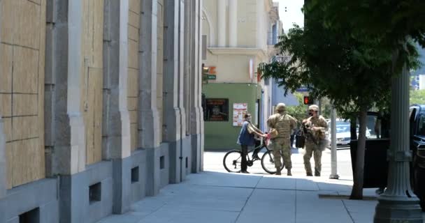 Hollywood Usa Juni 2020 Army National Guard Troepen Buurt Van — Stockvideo