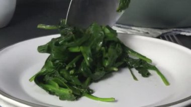 Taze pişmiş organik ıspanak.