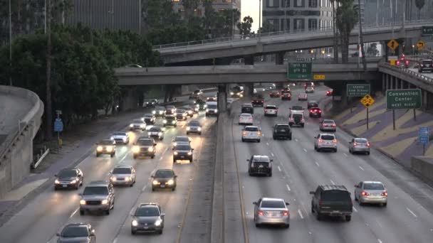Přístavní Dálnice Projíždí Centrem Los Angeles — Stock video
