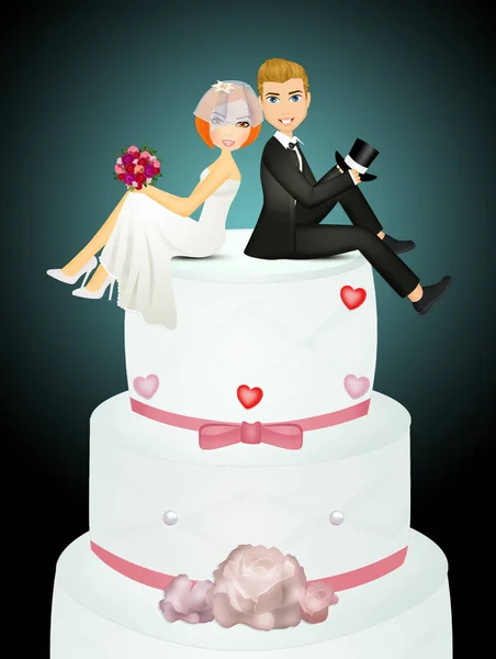 精美的婚礼蛋糕插图 — 图库照片