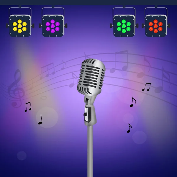 Microfone Luzes Palco — Fotografia de Stock