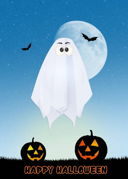 Illustrazione Halloween Fantasma Cartone Animato — Foto Stock
