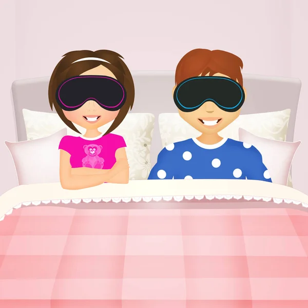 Illustration Couple Mask Sleeping — Stock Photo, Image