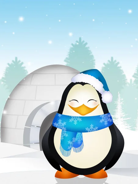 Illustration Penguin Igloo — Stock Photo, Image