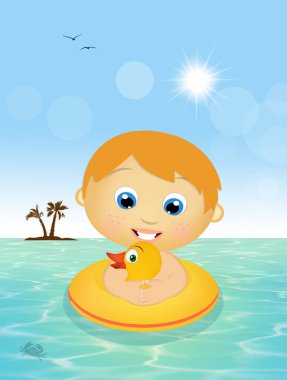 Denizde yaşam şamandıra bebekle