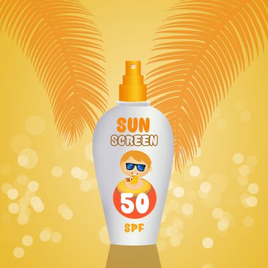 çocuklar için güneş süt illüstrasyon spf 50