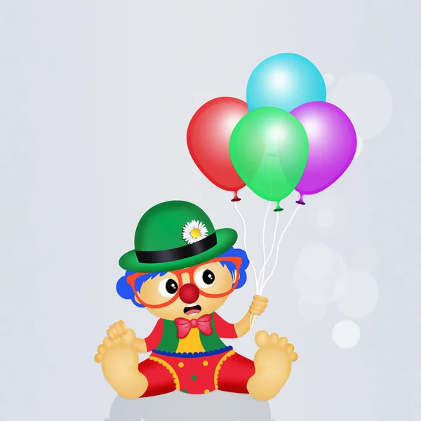 Bébé Clown Avec Ballons — Photo