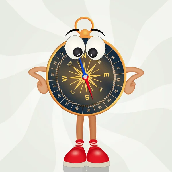 Funny Illustration Compass Cartoon — Stock Photo, Image