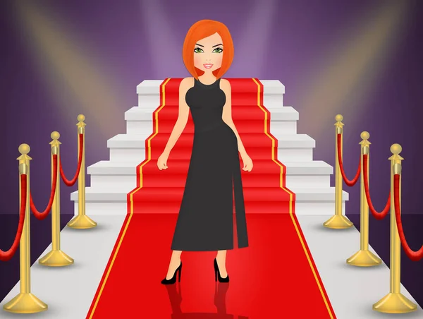 Nice Illustration Girl Red Carpet — Stock Photo, Image