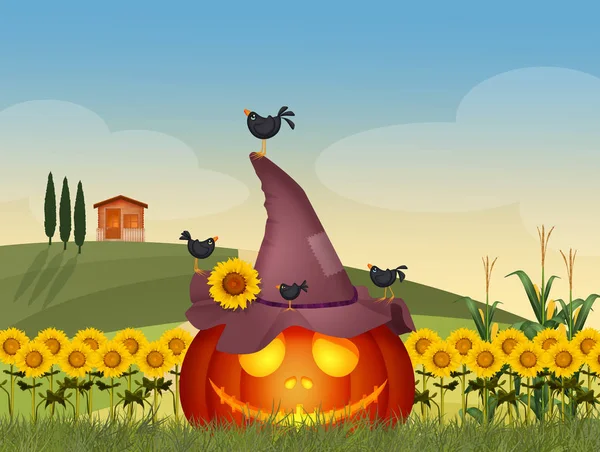 Illustrazione Halloween Faccia Zucca — Foto Stock