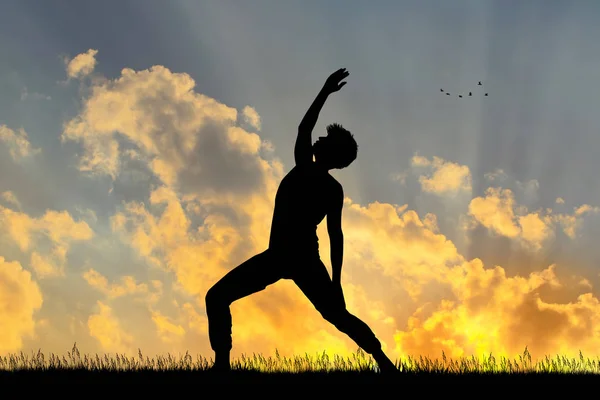 Hombre Yoga Atardecer —  Fotos de Stock