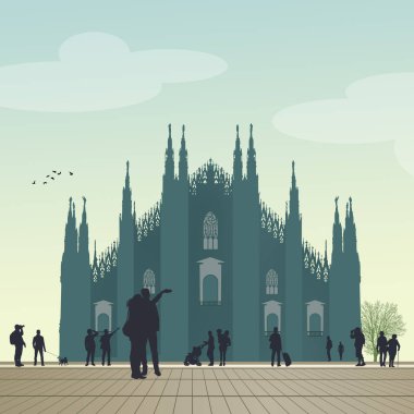 Milano Katedrali'ne çizimi