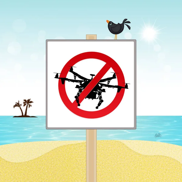 Está Prohibido Uso Del Dron Playa — Foto de Stock