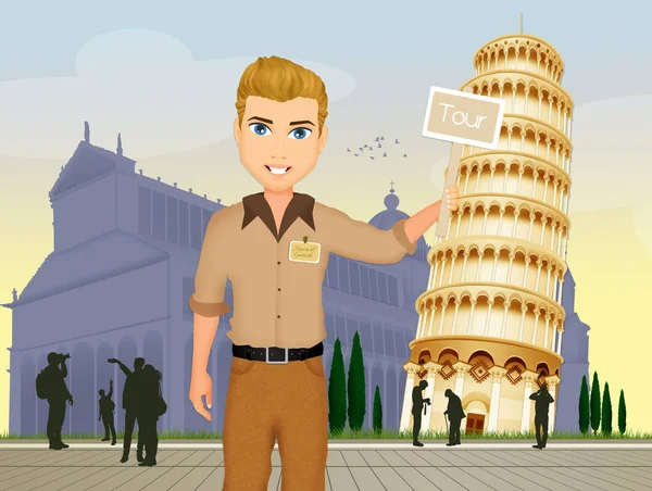 Illustration Guide Tour Pisa — Stock Photo, Image