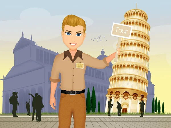 illustration of guide tour in Pisa