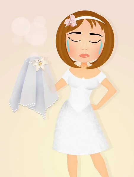 Die Braut Die Weint Den Schleier Abzulegen — Stockfoto