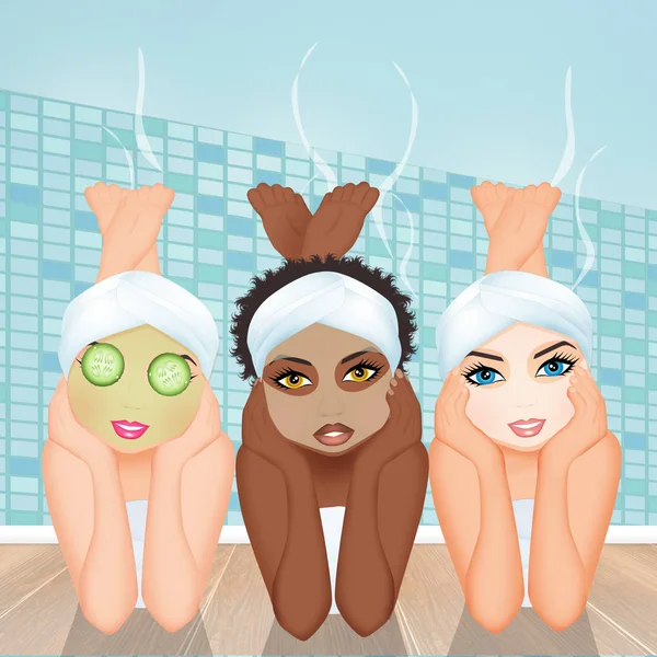 Illustration Girlfriends Wellness Spa — Stock Photo, Image