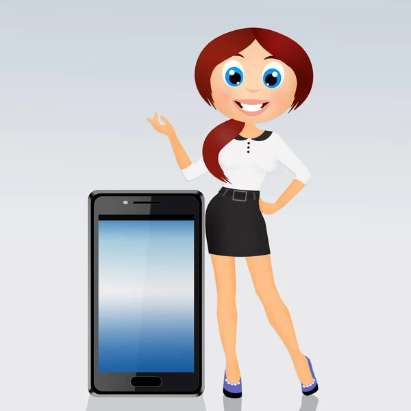 Meisje Legt Functionaliteit Van Telefoon — Stockfoto