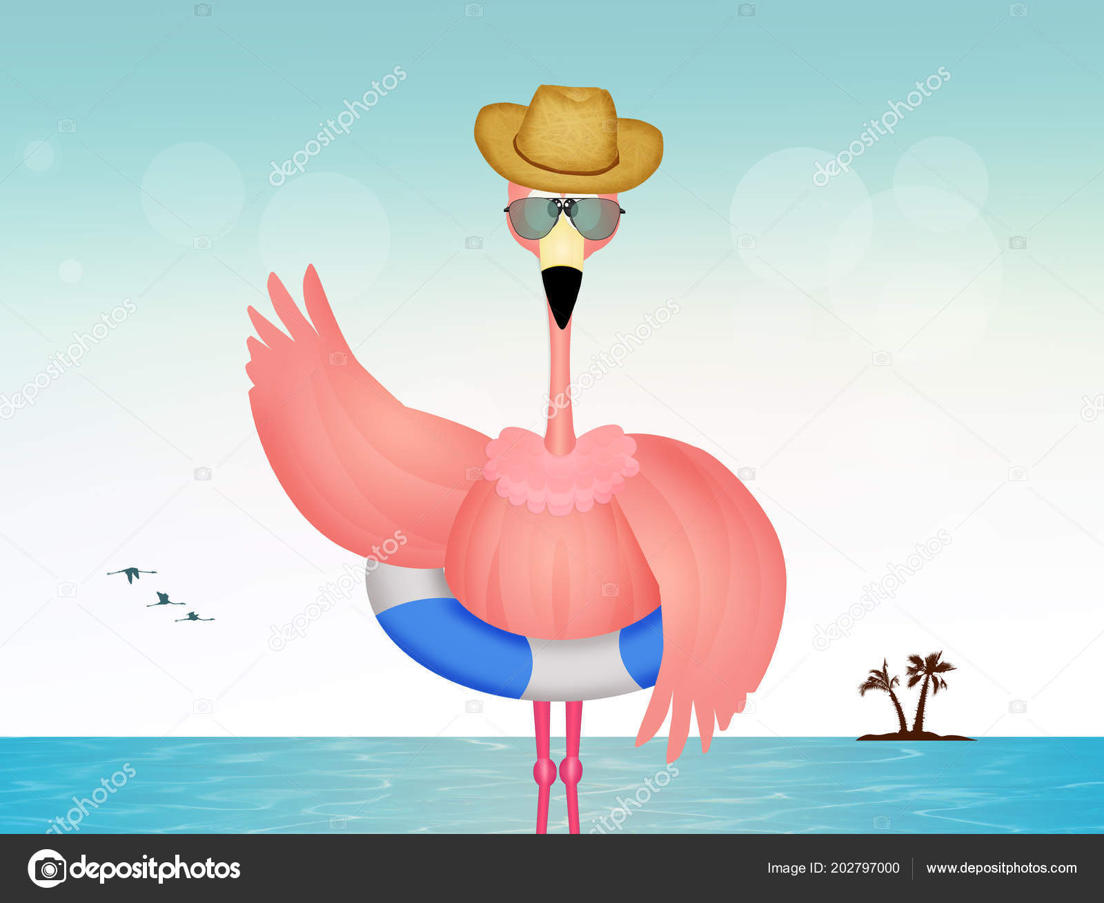 Pink Flamingo Summer Stock Illustration by ©adrenalina #202797000, image size:1600x1308