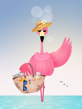 yaz çanta ile pembe flamingo